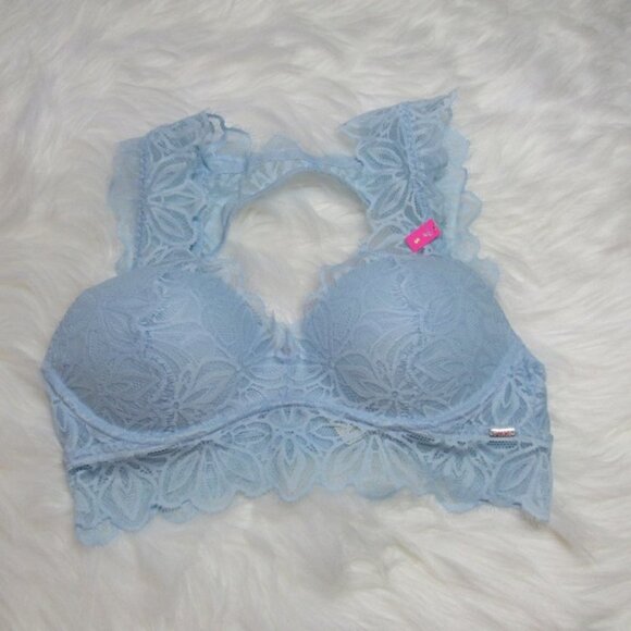 PINK Light Blue Keyhole Lace Bralette - Picture 1 of 2